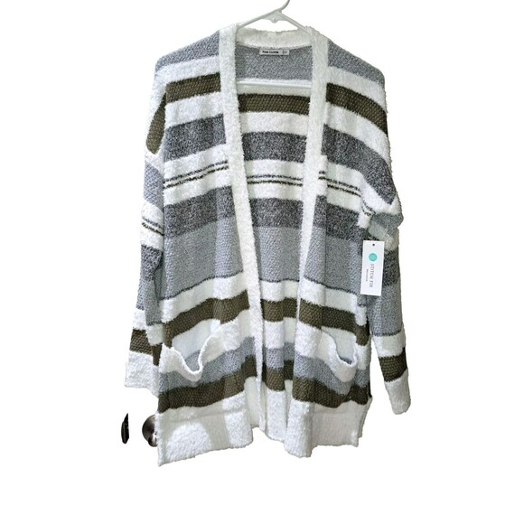 Pink Clover Sweaters - Stitch Fix Pink Clover Open Front Cardigan Sweater White Green Stripe Sz M New